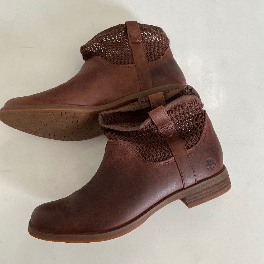 Timberland Savin Hill Open Weave Mesh Ankle Booties Brown size 9